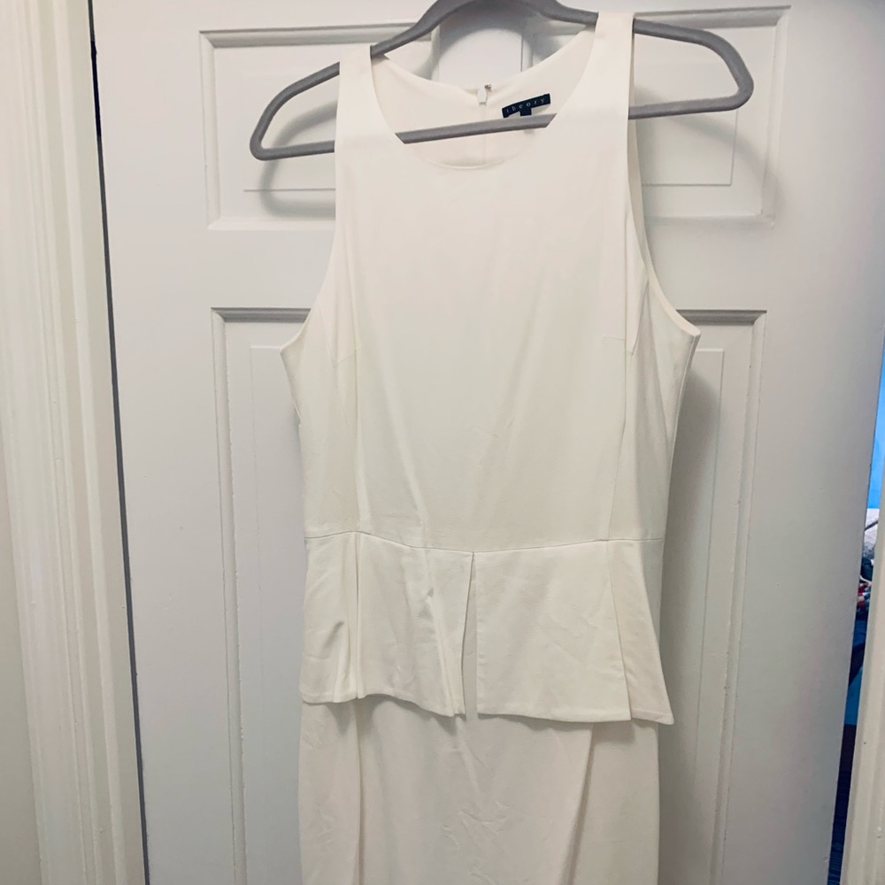 Theory white peplum dress. Size 12. Never worn